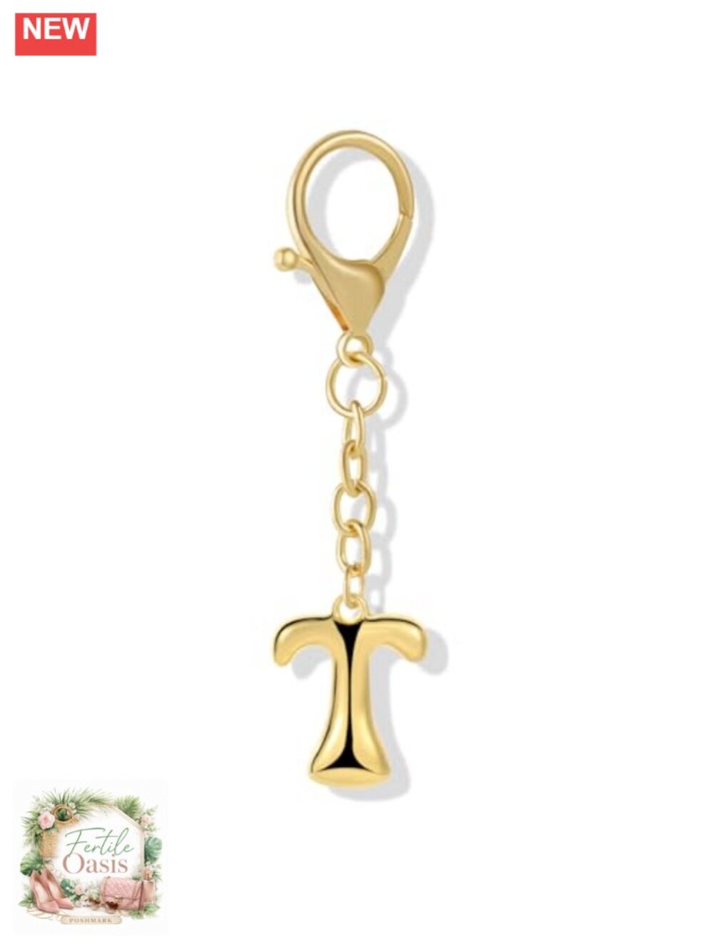 Gold Plated Bubble Initial Letter Keychain for Women Car Key Bag Purse